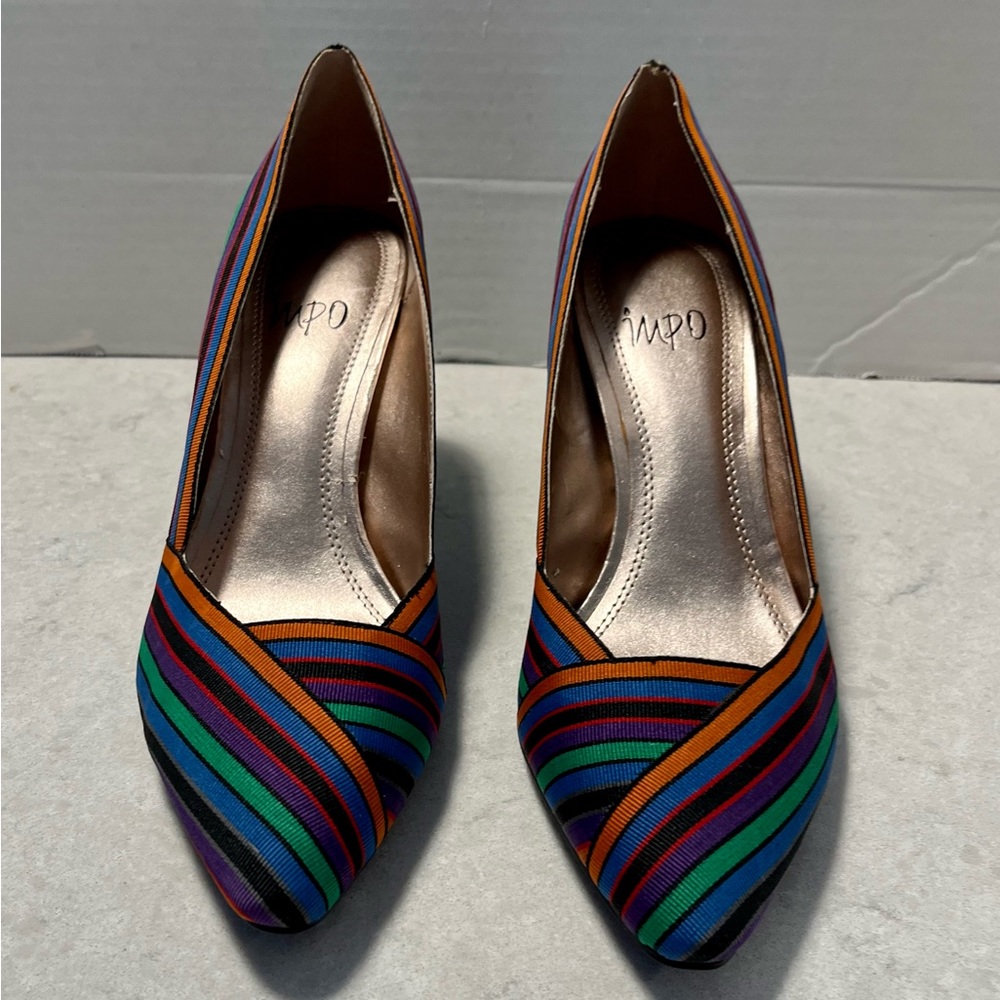 IMPO WOMENS SHOE, VINTAGE, multicolored stripe, size 7M
